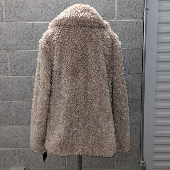 🆕 Kensie reversible fauxfur teddy coat Large nude - Picture 2 of 9